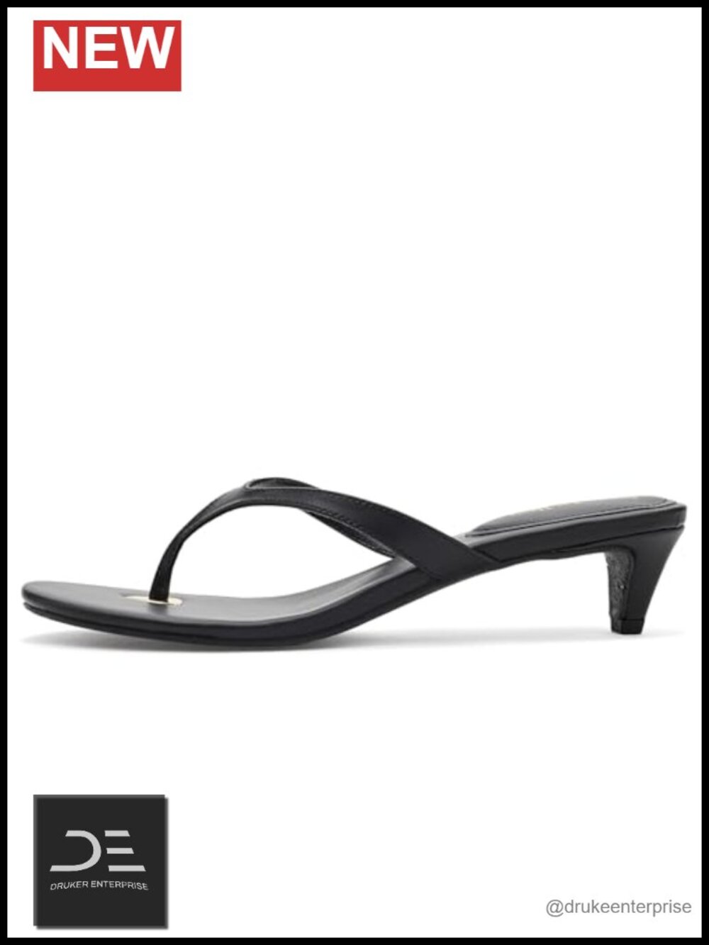 Faux Leather Kitten Heel Slide Sandals | Women's Casual Thong Sandals - Picture 3 of 6